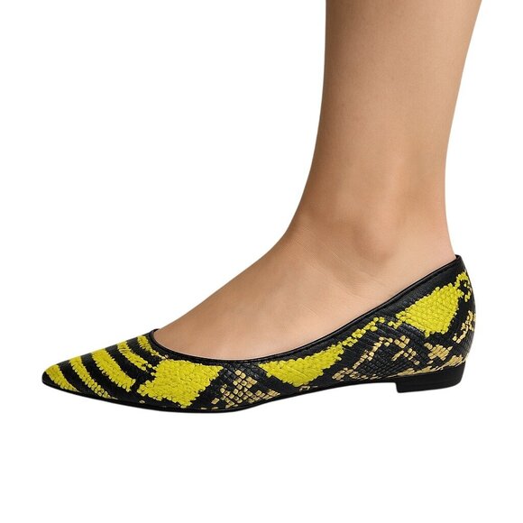 Embroidered Size 6.5 Snake Ballet Casual Flats Green & Black - Picture 4 of 14